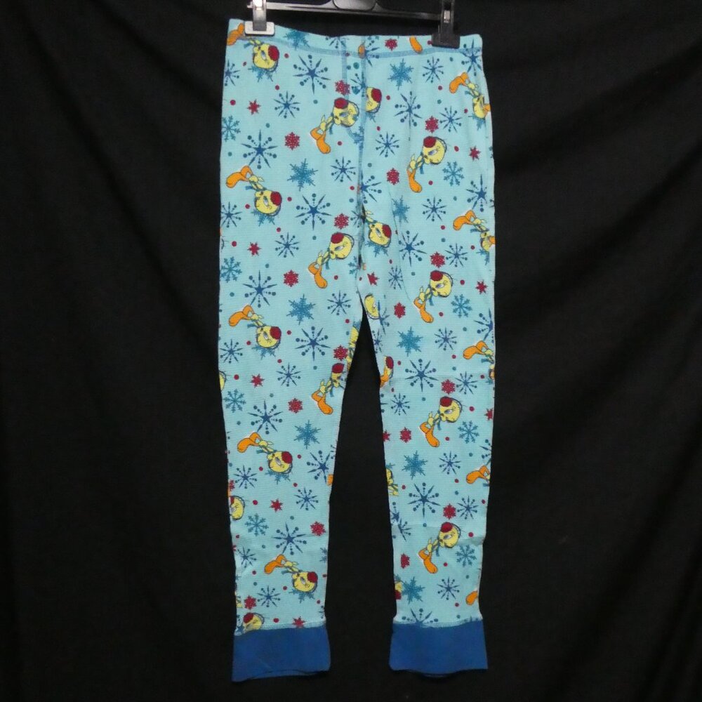 TWEETY! | large | Blue Waffle Knit Tweety In The Winter All Over Print Pants